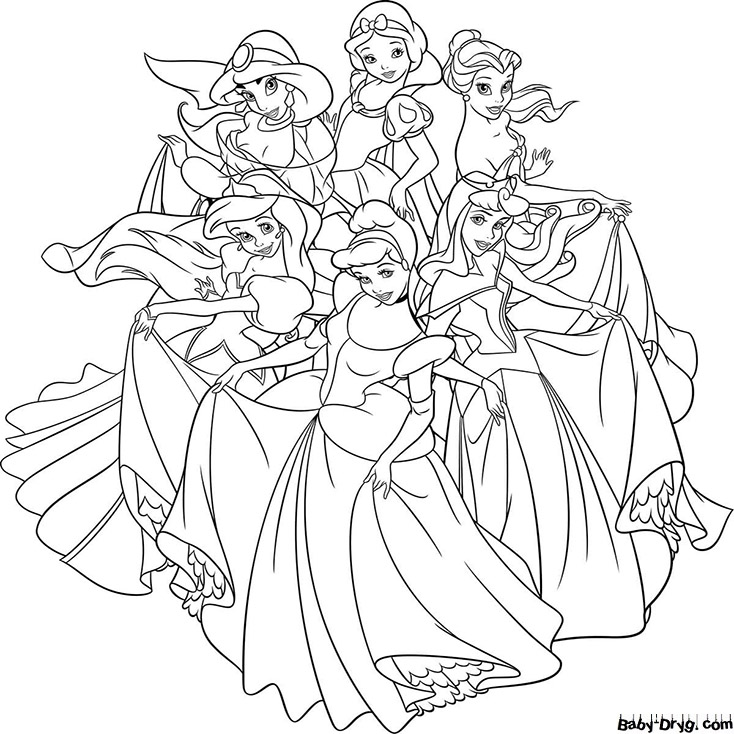 Coloring page Disney Princesses | Coloring Princess printout