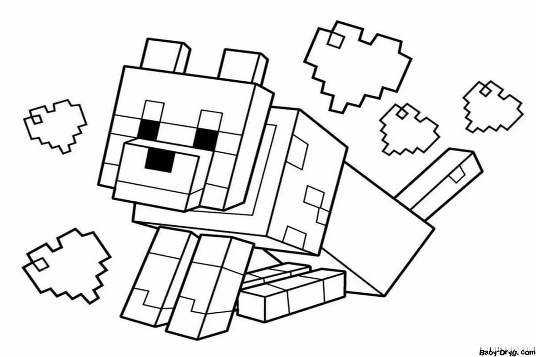 Coloring page Dog | Coloring Minecraft printout