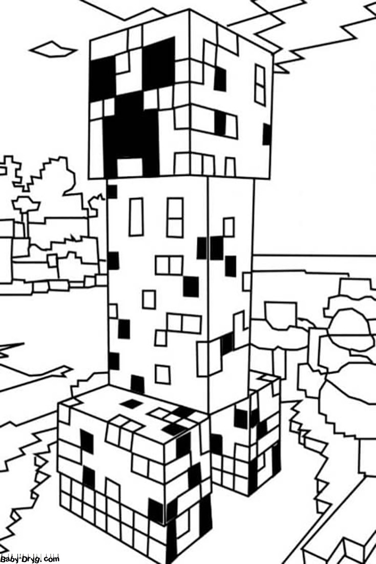 Coloring page Evil Creeper | Coloring Minecraft printout