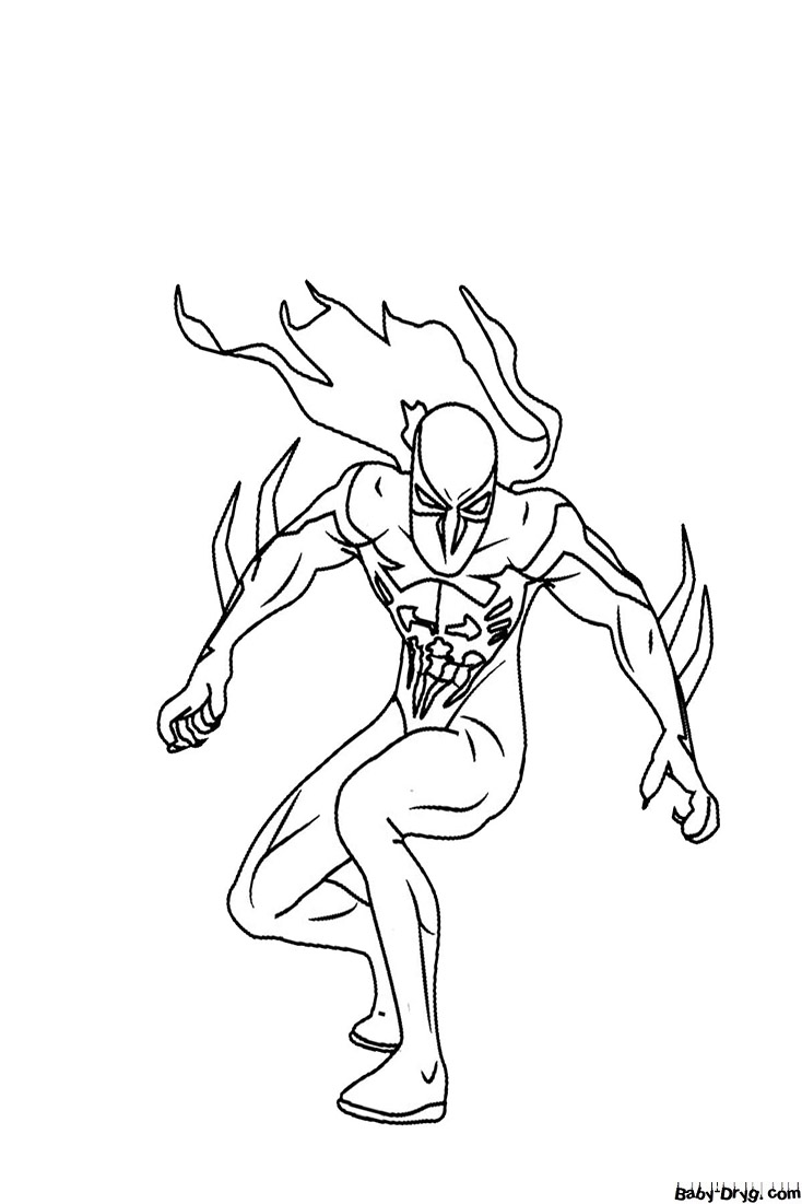 Coloring page Fire Spider-Man | Coloring Spider-Man printout