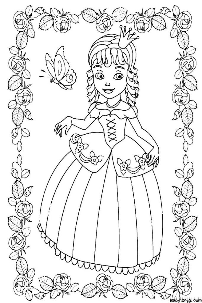 Coloring page for children 5-6 years old princess | Coloring Princess