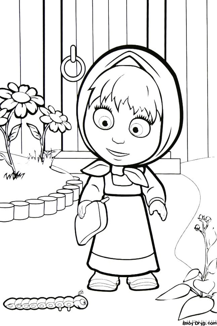 Coloring page from the cartoon Masha and the Bear | Coloring Masha and the Bear