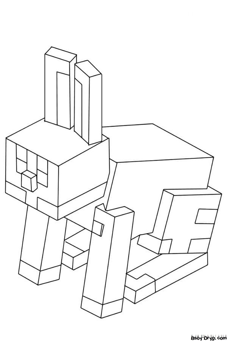 Coloring page Hare | Coloring Minecraft printout