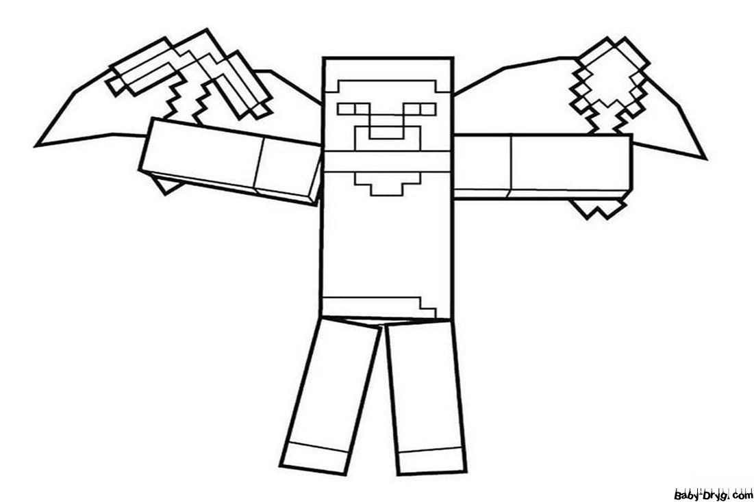 Coloring page Herobrin with wings | Coloring Minecraft