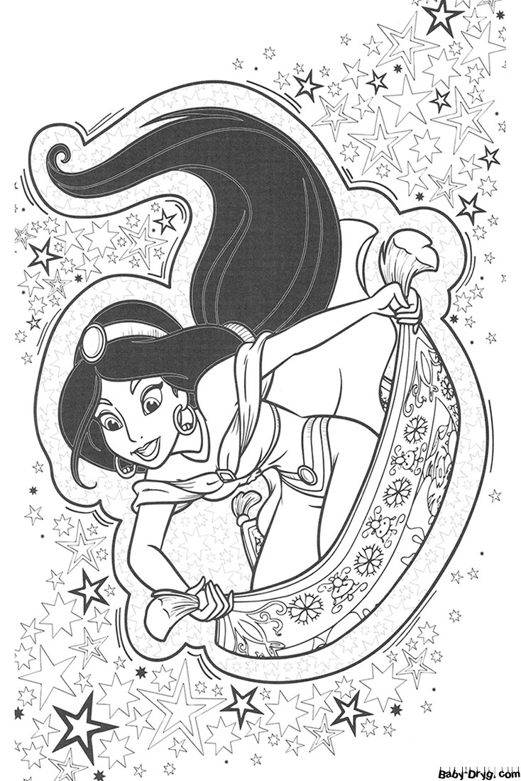 Coloring page Jasmine and the Stars | Coloring Princess