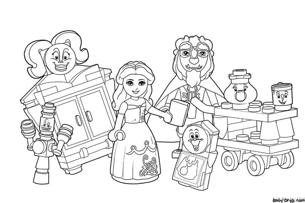 Coloring page Lego Beauty and the Beast | Coloring Princess