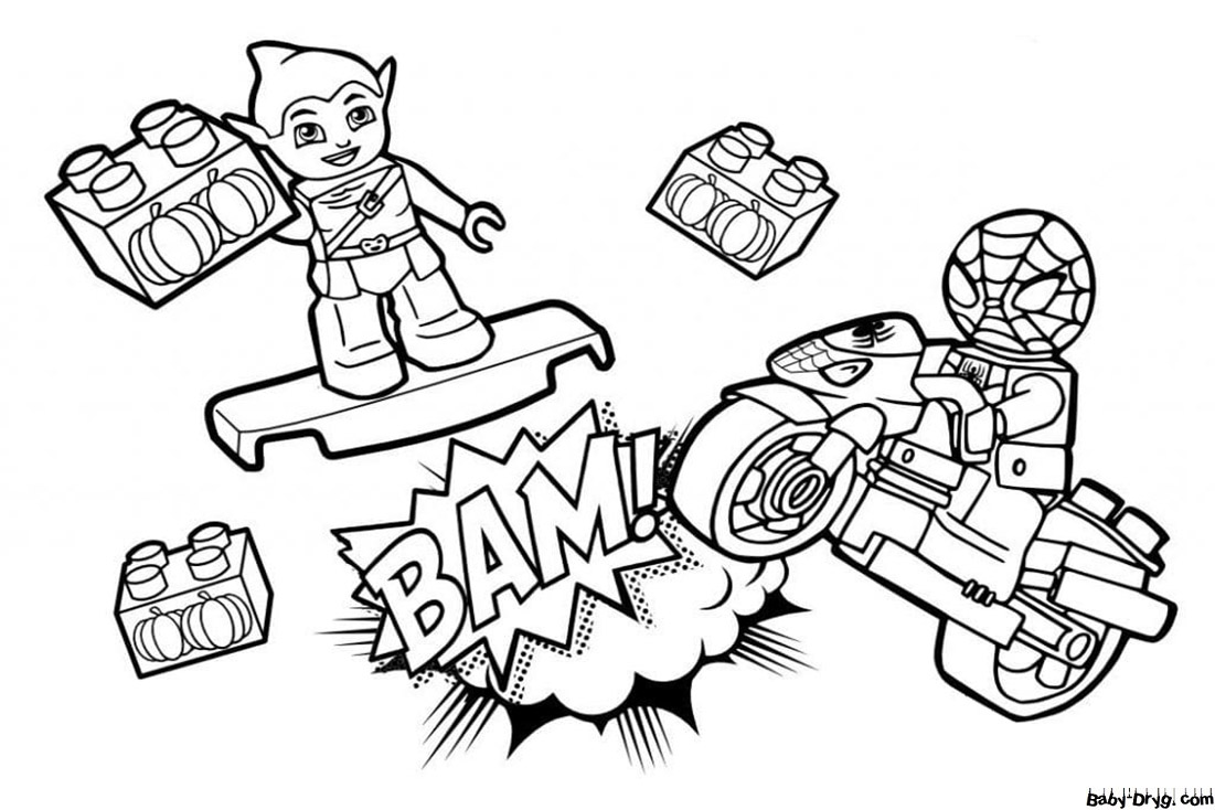 Coloring page Lego Goblin and Spider-Man | Coloring Spider-Man