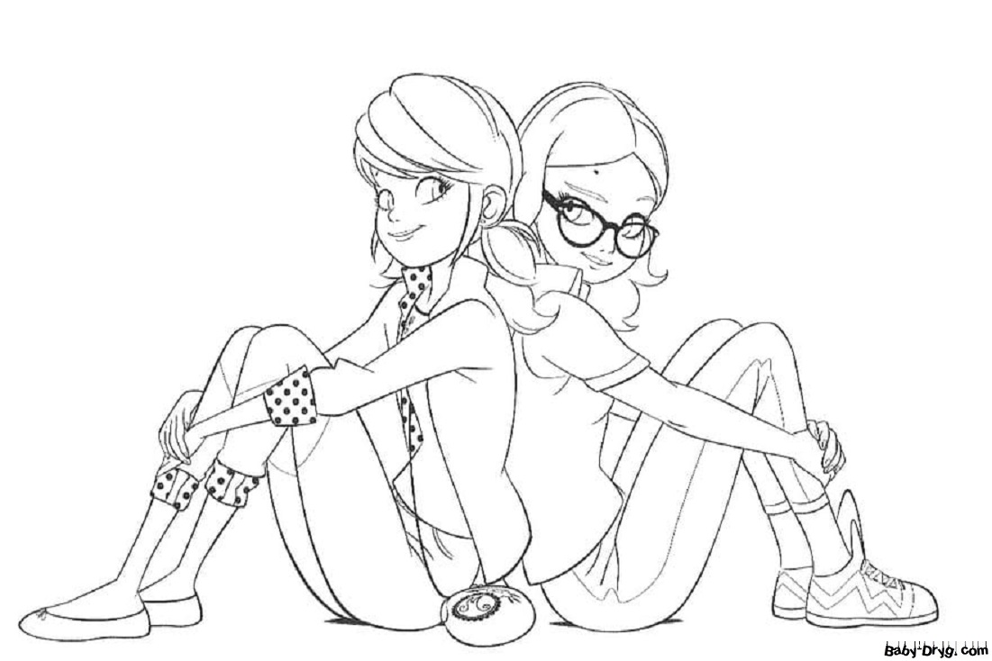 Coloring page Marinette and Alya | Coloring Ladybug and Cat Noir