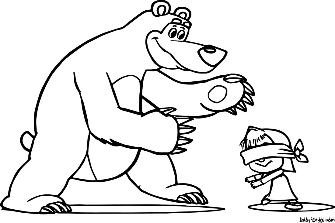 Coloring page Masha and the Bear format a4 | Coloring Masha and the Bear