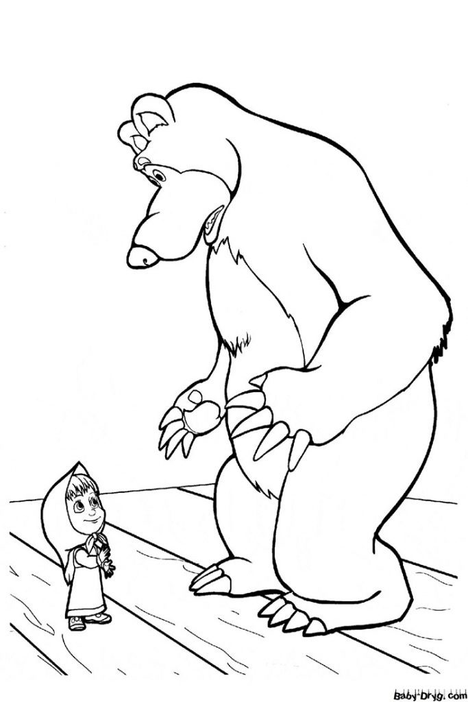 Coloring page Masha and the Bear in the House | Coloring Masha and the Bear