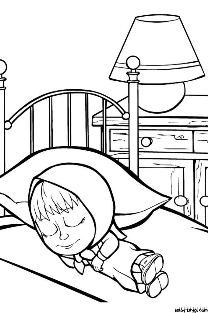 Coloring page Masha and the Bear print A4 size | Coloring Masha and the Bear