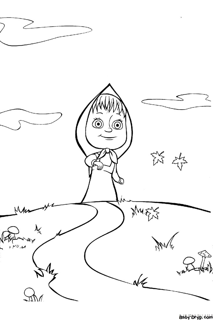 Coloring page Masha on the road | Coloring Masha and the Bear