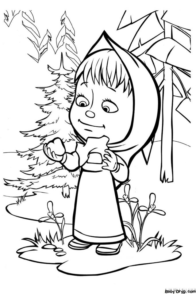 Coloring page Masha was overcome by curiosity | Coloring Masha and the Bear
