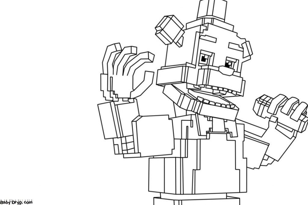 Coloring page Minecraft Freddy FNAF | Coloring Minecraft