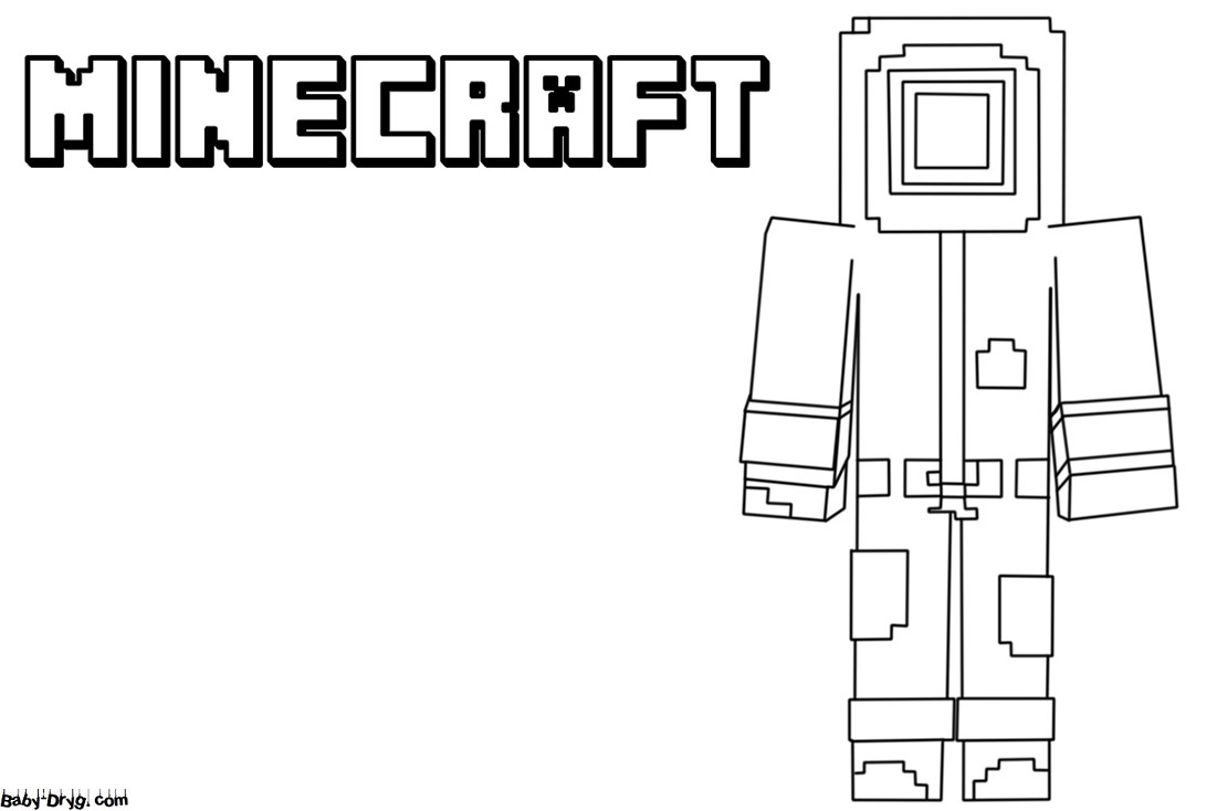 Coloring page Minecraft Guard from the Squid Game | Coloring Minecraft