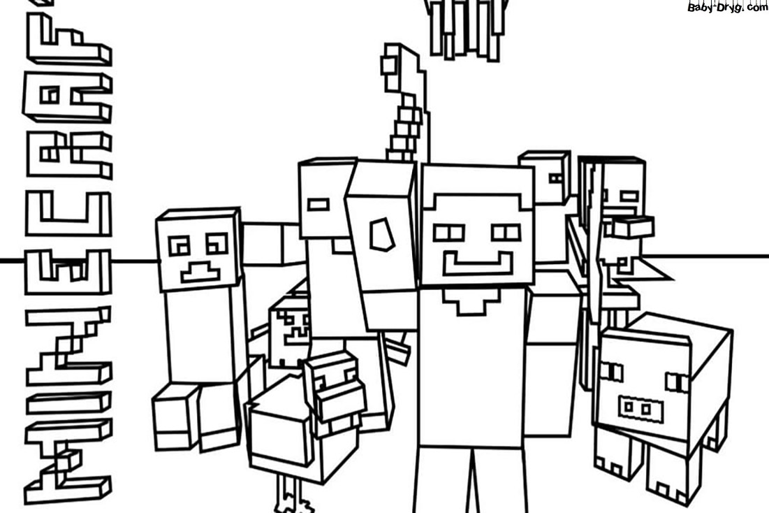 Coloring page Minecraft World | Coloring Minecraft printout