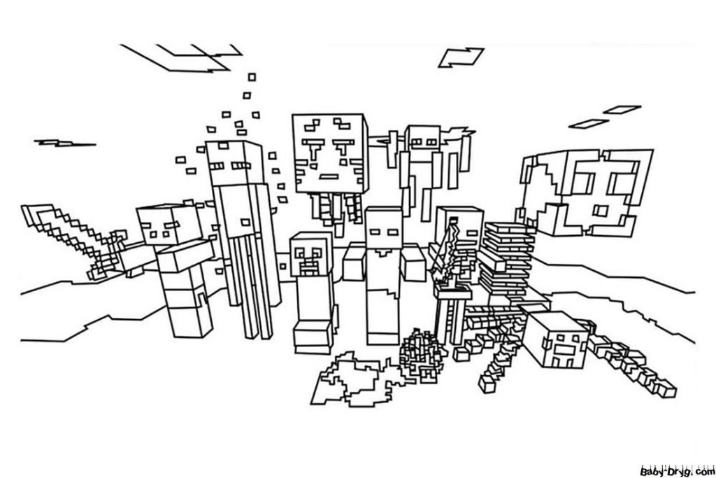 Coloring page Mobs from the game Minecraft | Coloring Minecraft