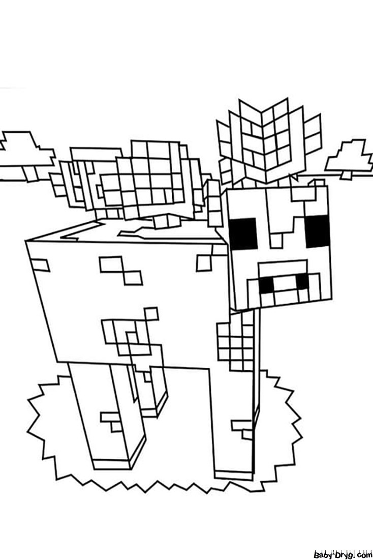 Coloring page Mushroom cow | Coloring Minecraft printout