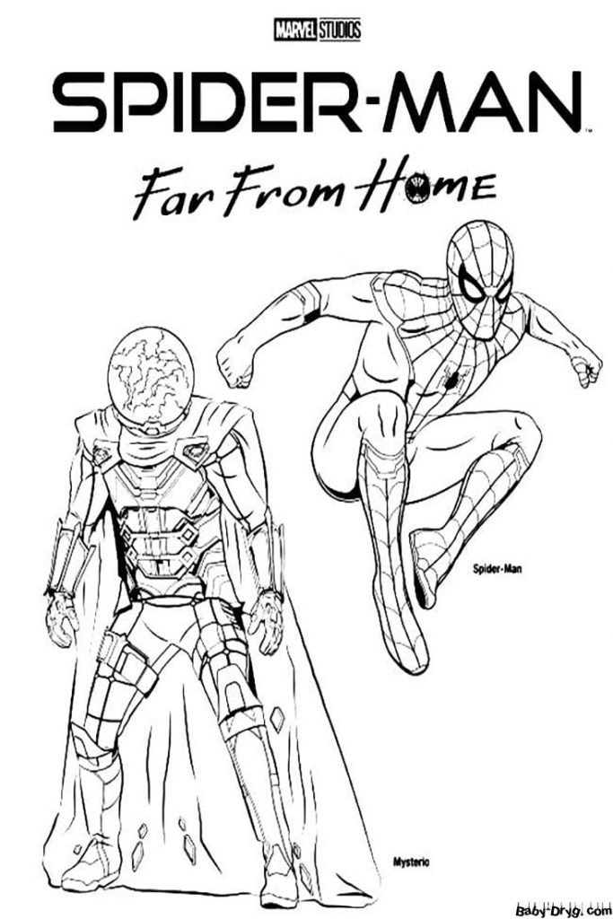 Coloring page Mysterio and Spider-Man | Coloring Spider-Man