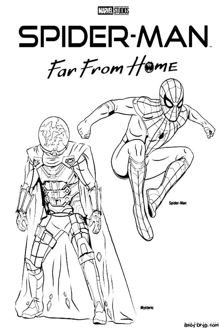Coloring page Mysterio and Spider-Man | Coloring Spider-Man