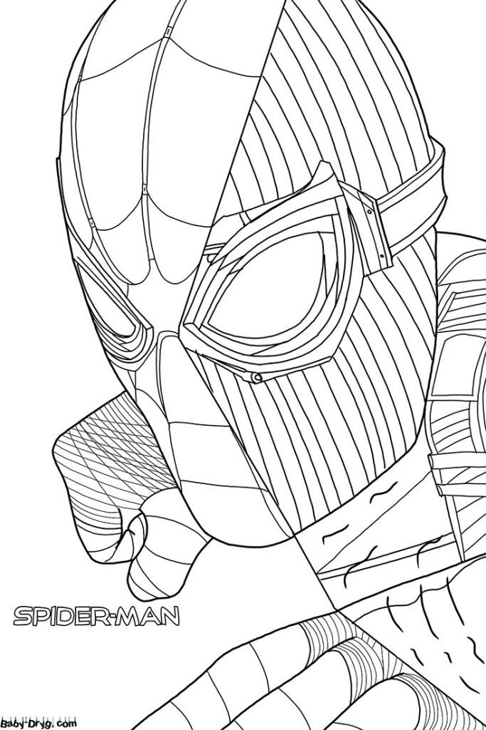 Coloring page New Spider-Man mask | Coloring Spider-Man