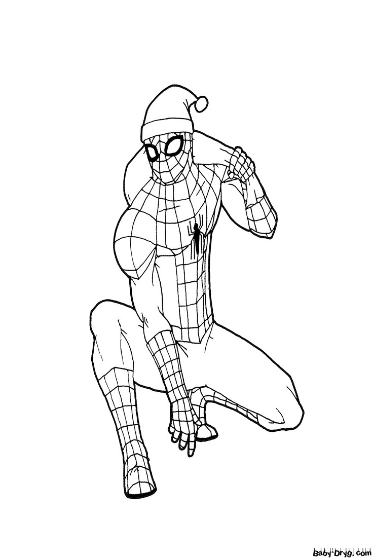 Coloring page New Year's Eve Spider-Man | Coloring Spider-Man