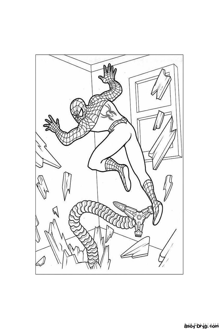 Coloring page Octavius tentacle finds hero | Coloring Spider-Man