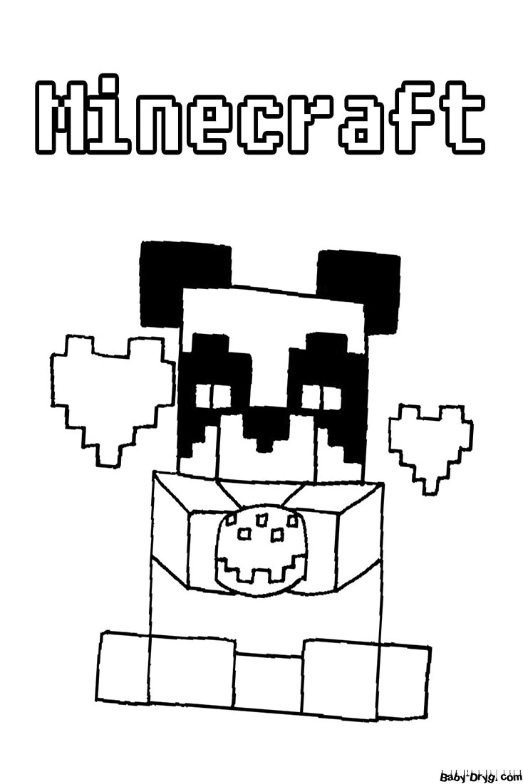 Coloring page Panda eats cookies | Coloring Minecraft