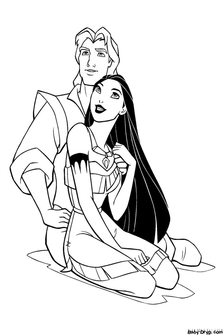 Coloring page Pocahontas and John Smith | Coloring Princess