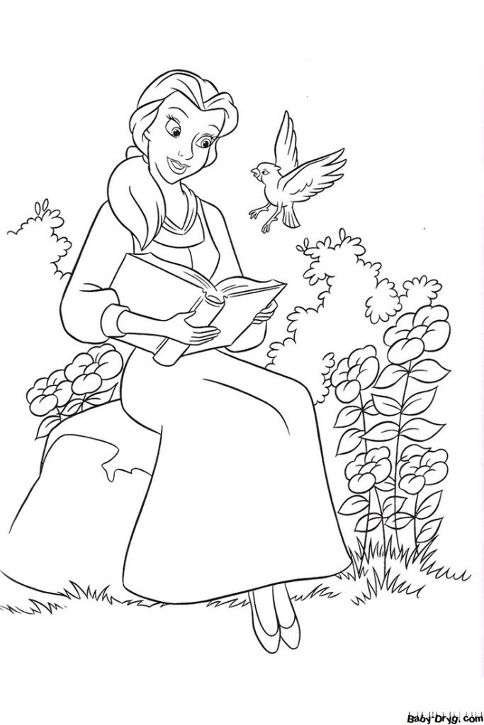 Coloring page Princess and the magic bird | Coloring Princess