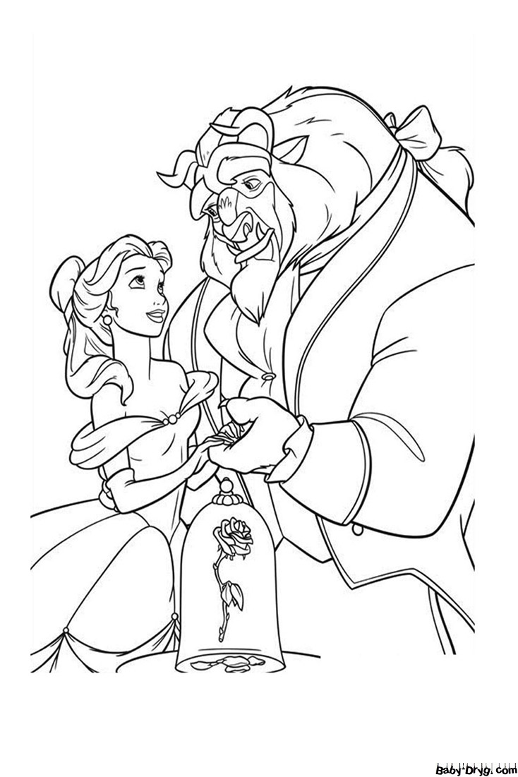Coloring page Princess Beauty and the Beast | Coloring Princess
