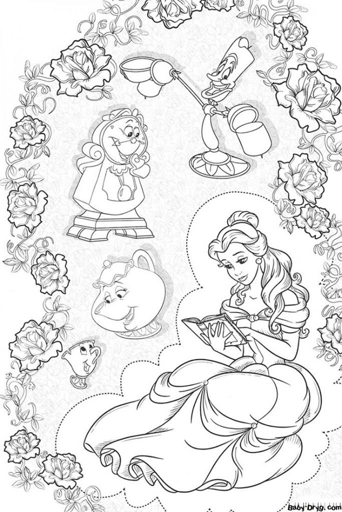 Coloring page Princess Belle | Coloring Princess printout