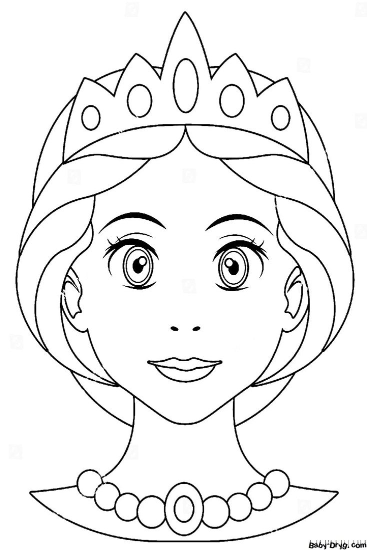 Coloring page Princess face for makeup | Coloring Princess