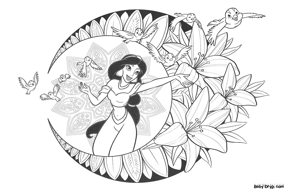 Coloring page Princess Jasmine | Coloring Princess printout