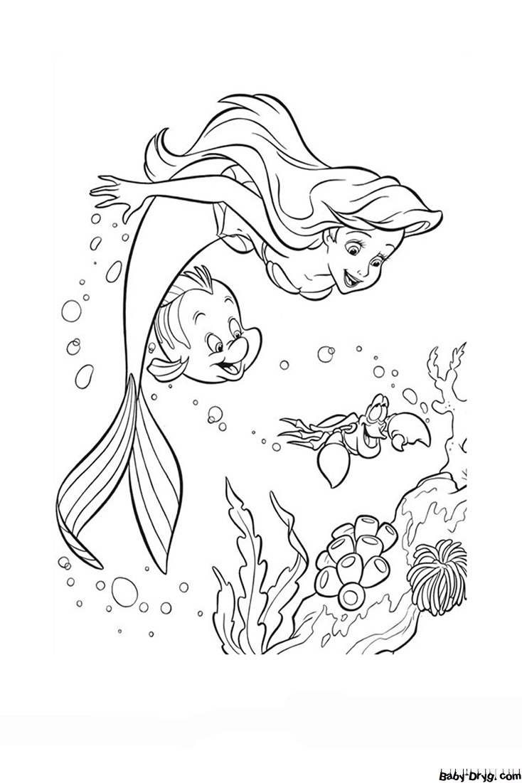 Coloring page Princess Little Mermaid and friends | Coloring Princess