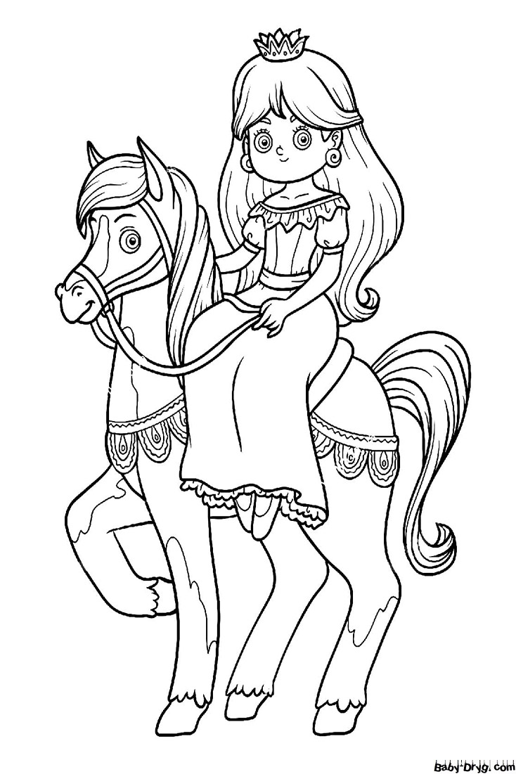 Coloring page Princess on horseback | Coloring Princess