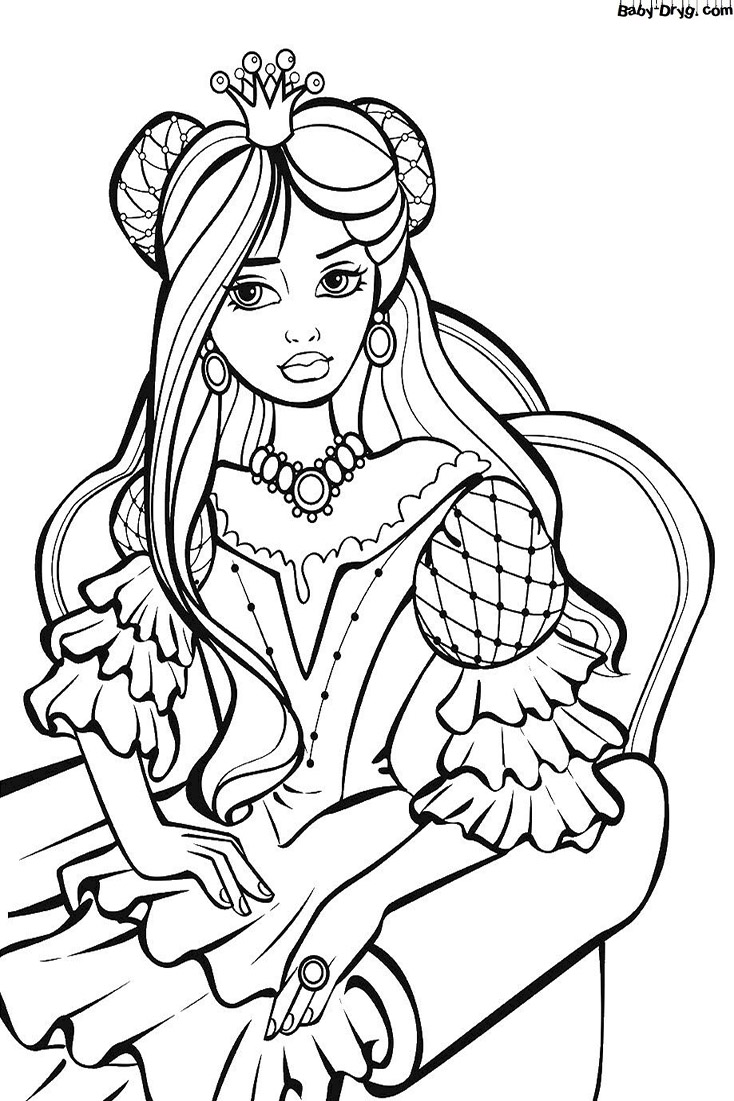 Coloring page Princess on the throne | Coloring Princess