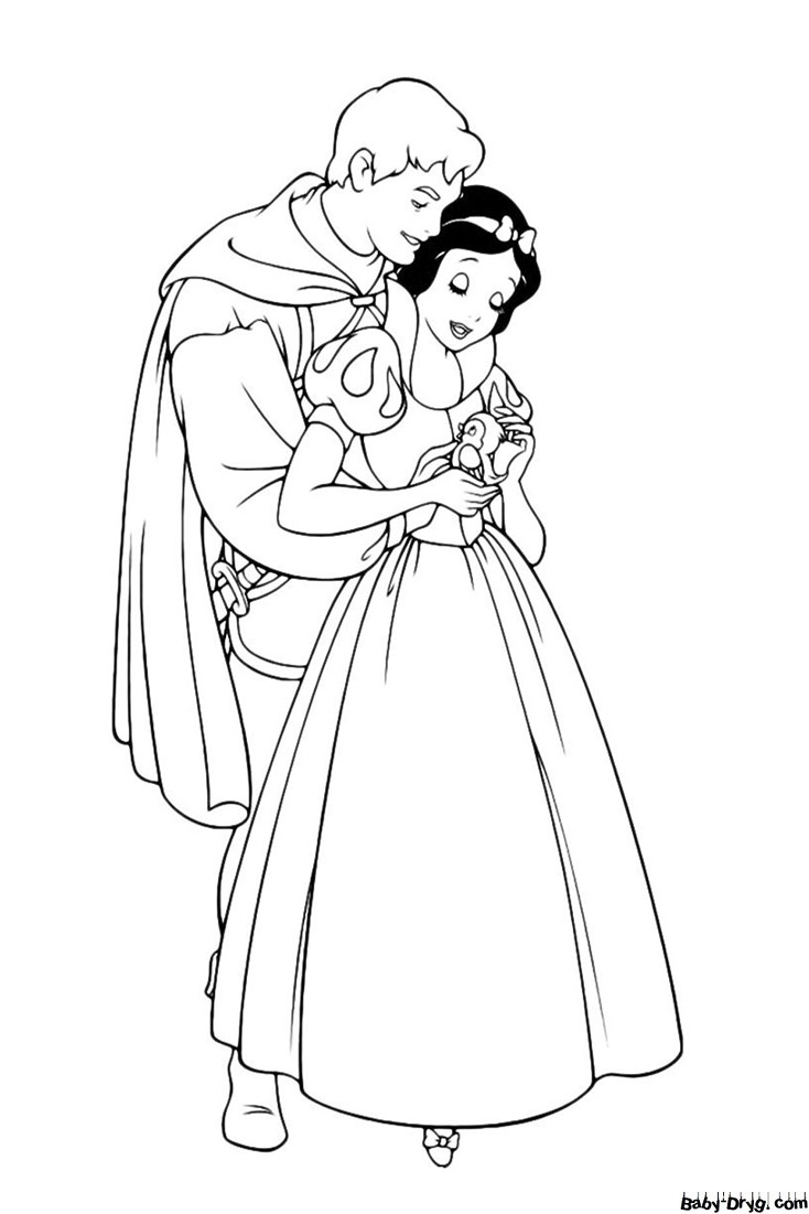 Coloring page Princess Snow White and the Prince | Coloring Princess