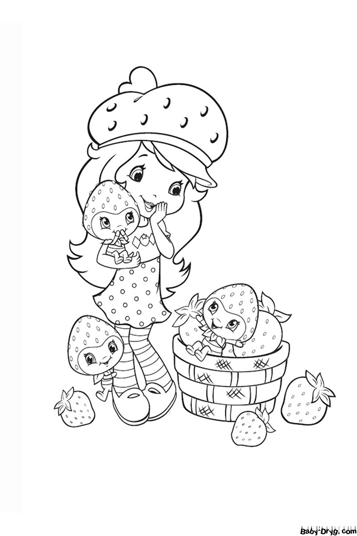 Coloring page Princess Strawberry and Little Berries | Coloring Princess