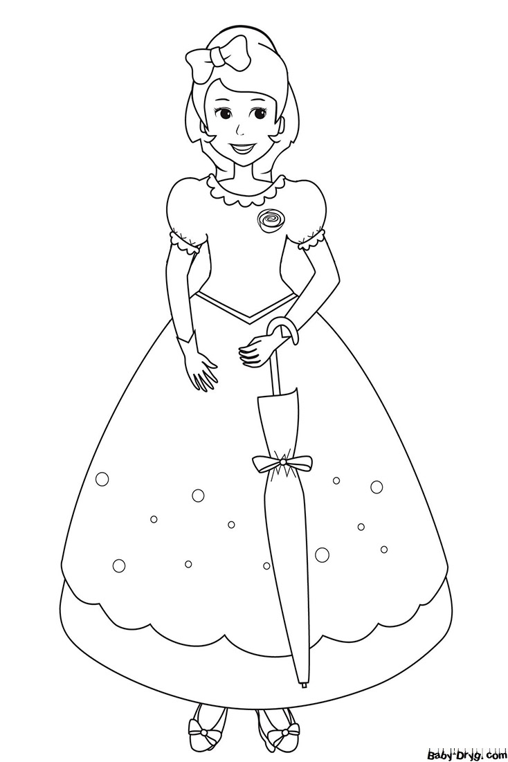 Coloring page Princess with Umbrella | Coloring Princess