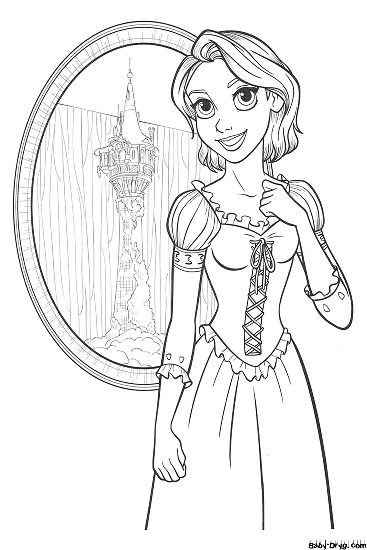 Coloring page Rapunzel with cropped hair | Coloring Princess