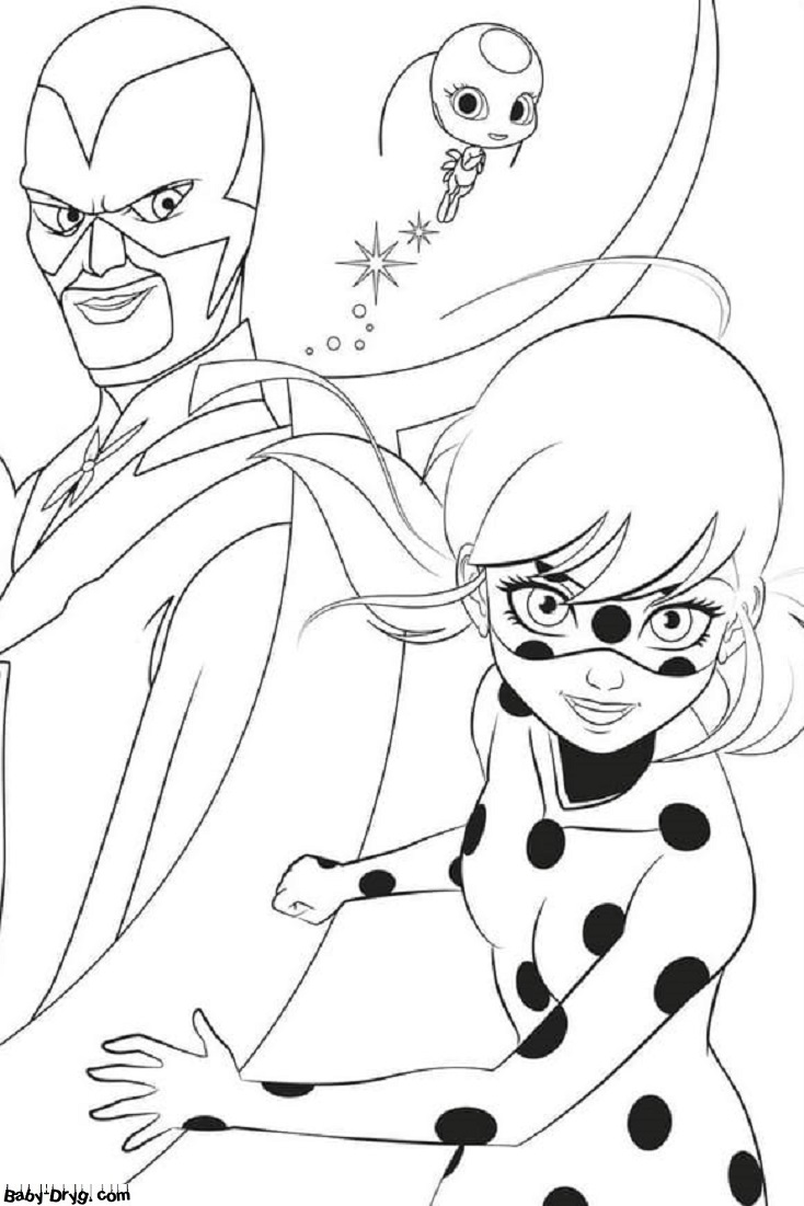 Coloring page Ready for battle! | Coloring Ladybug and Cat Noir