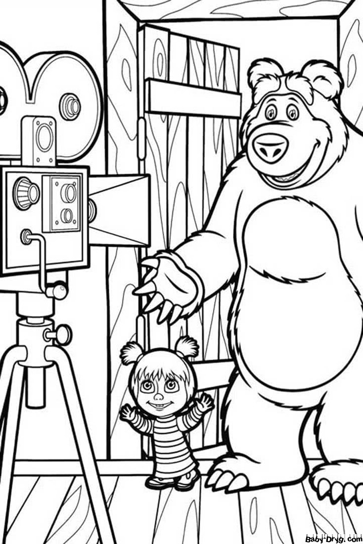 Coloring page Shooting Day | Coloring Masha and the Bear