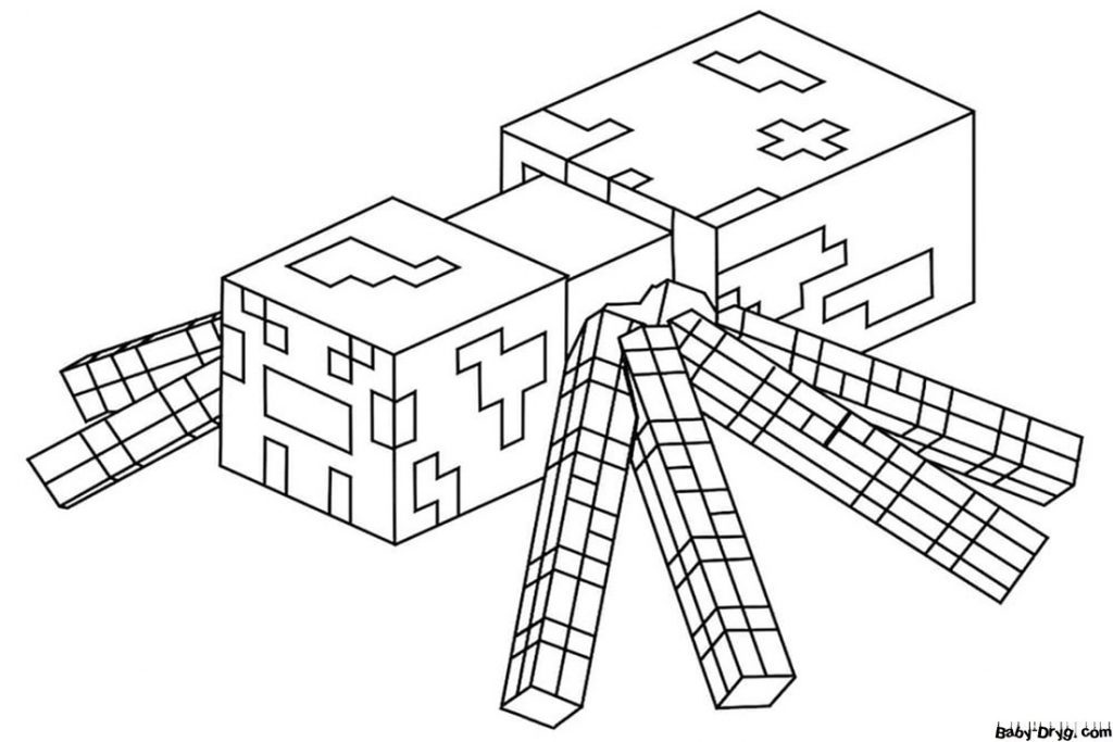 Coloring page Spider | Coloring Minecraft printout