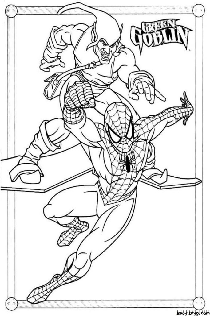 Coloring page Spider-Man and Goblin | Coloring Spider-Man