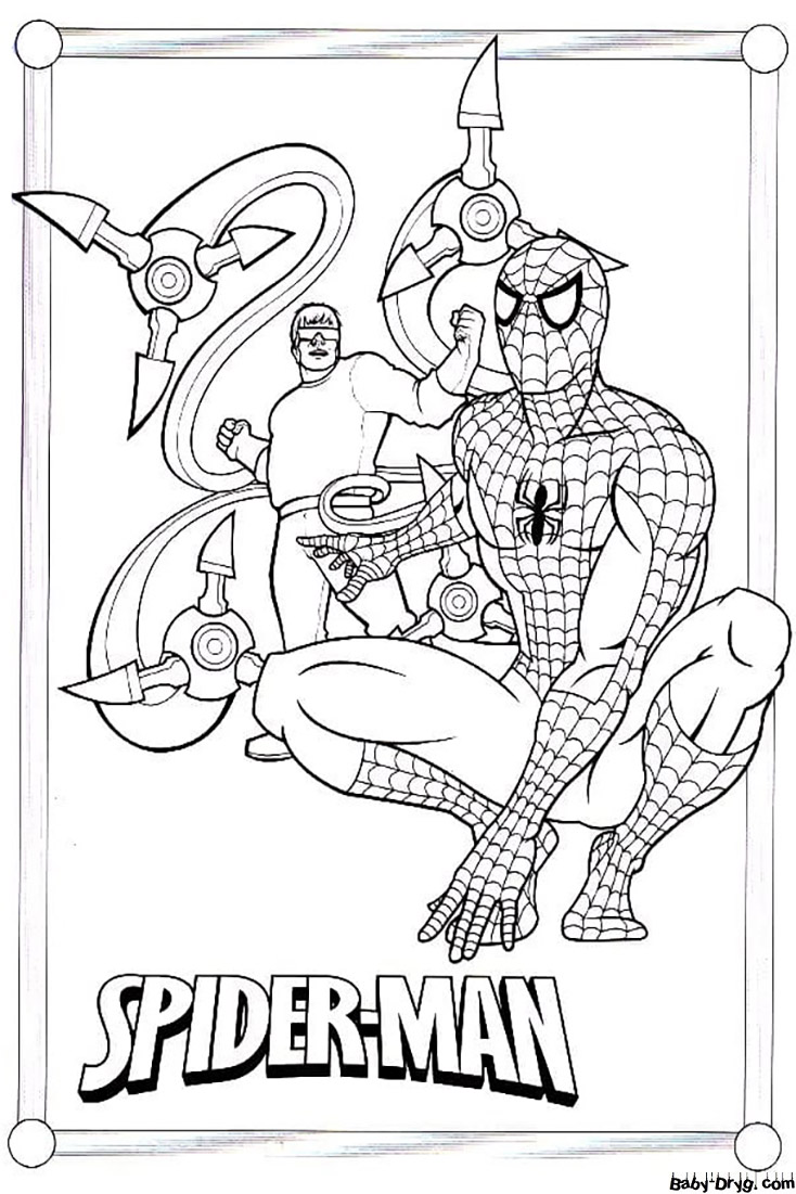 Coloring page Spider-Man and Octopus | Coloring Spider-Man