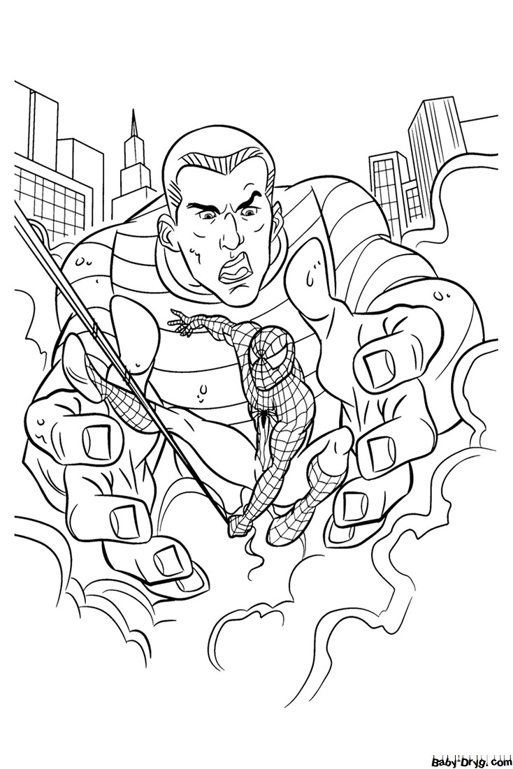 Coloring page Spider-Man and Sandman | Coloring Spider-Man