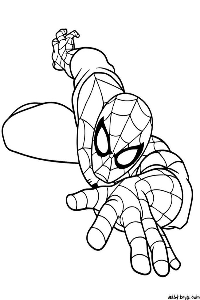 Coloring page Spider-Man climbing the wall | Coloring Spider-Man