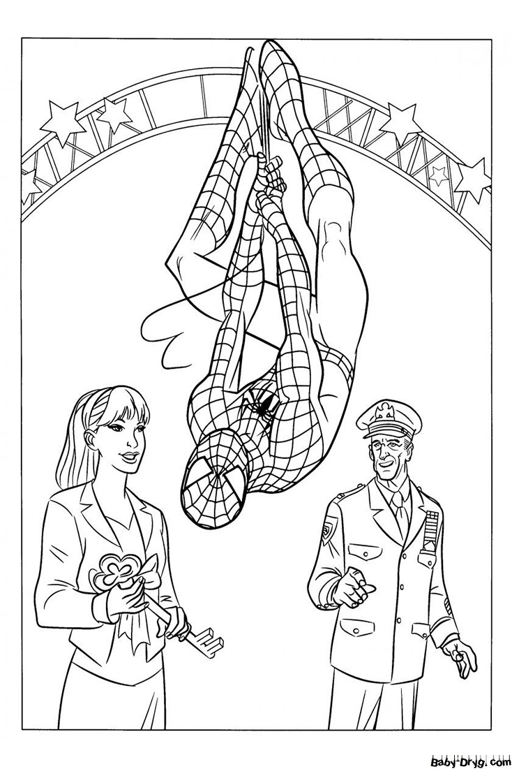 Coloring page Spider-Man is given the key to the city | Coloring Spider-Man