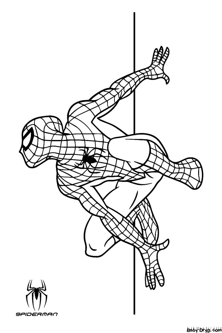 Coloring page Spider-Man on the wall | Coloring Spider-Man